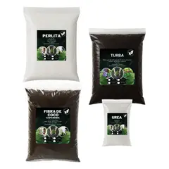 GENERICO - Pack Sustratos - Tierra de hoja 5 Litros + Fibra coco 3 Lts + Turba 3 Lts + Perlita 3 Lt + Urea 1kg