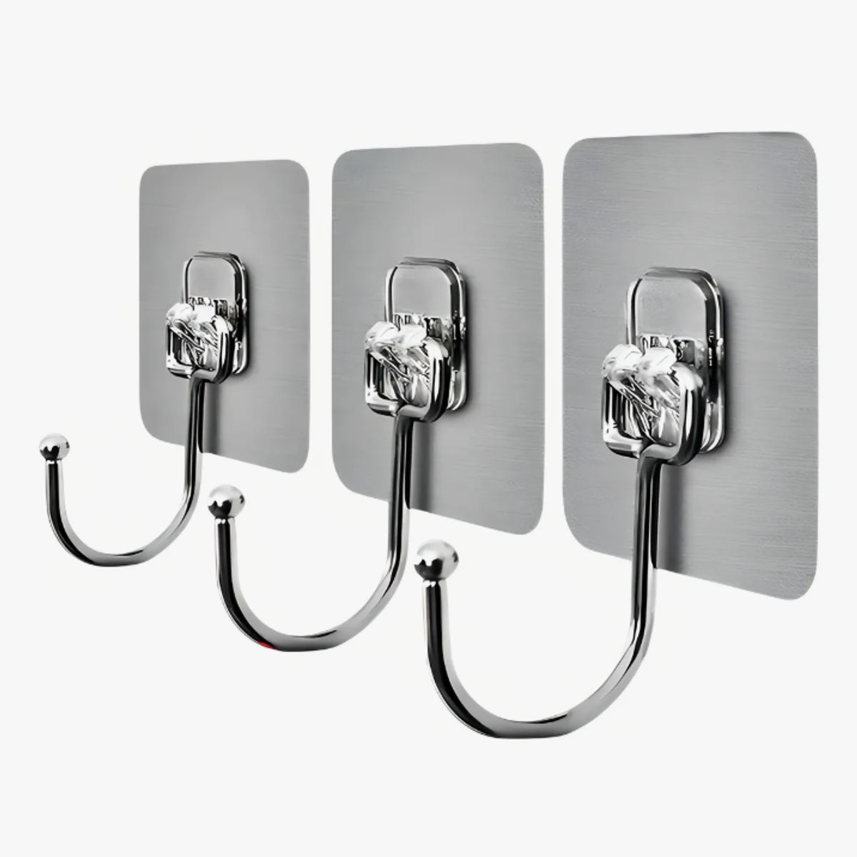 OKAY - Pack 10 Ganchos Multiusos Diseño Metálico Con Adhesivo 10 Kg Color Plateado