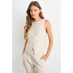 IO - Gilet Liso Mujer Beige