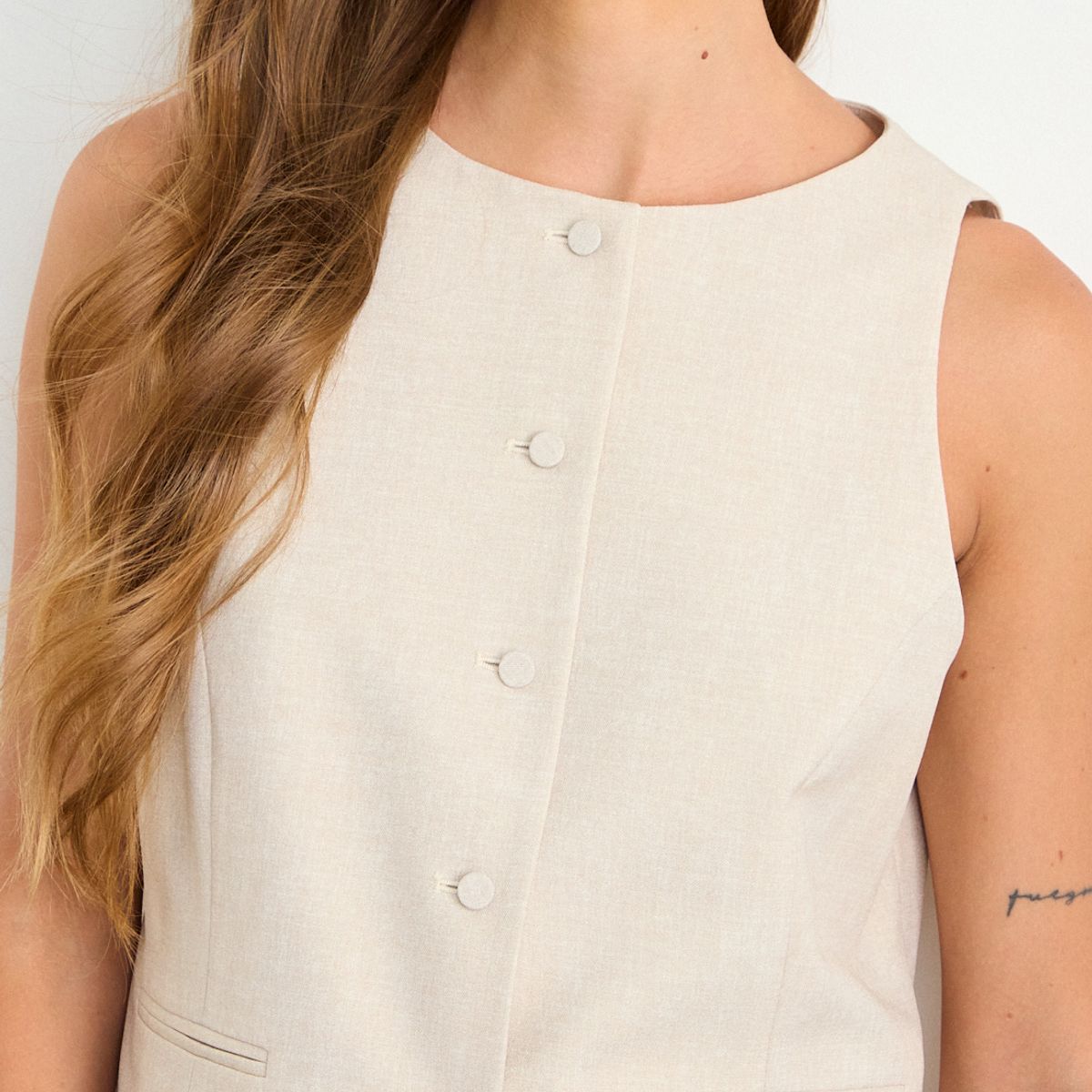 IO - Gilet Liso Mujer Beige Io
