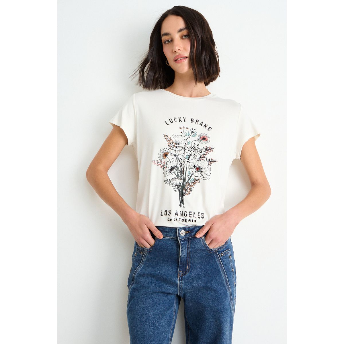 ASH - Polera Estampada Manga Corta Mujer Crudo Ash