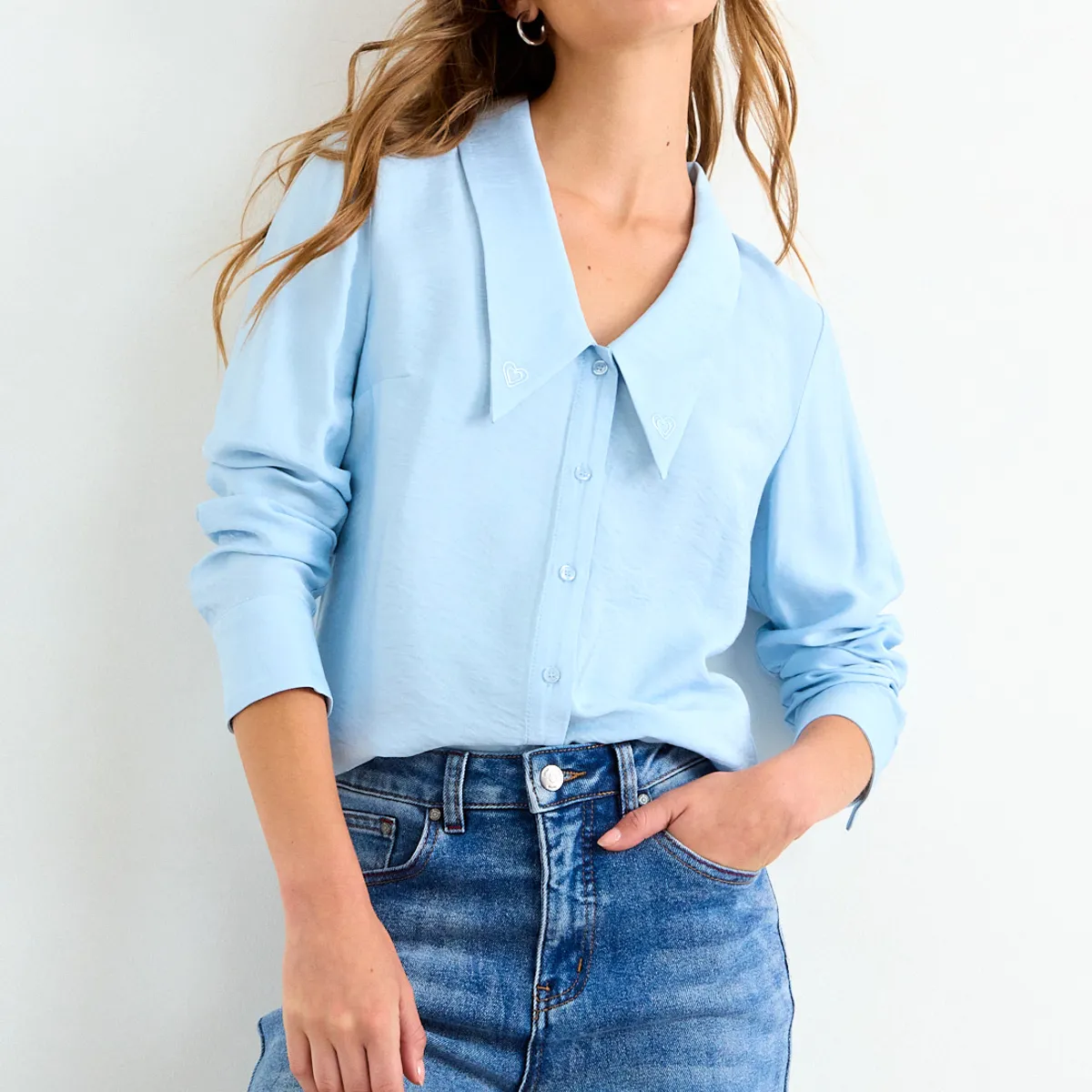 IO - Blusa Lisa Mujer Celeste Io