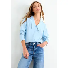 IO - Blusa Lisa Mujer Celeste