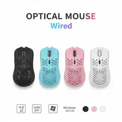 GENERICO - Mouse Óptico Gamer Ultraligero Panal 1600 DPI Ergonómico