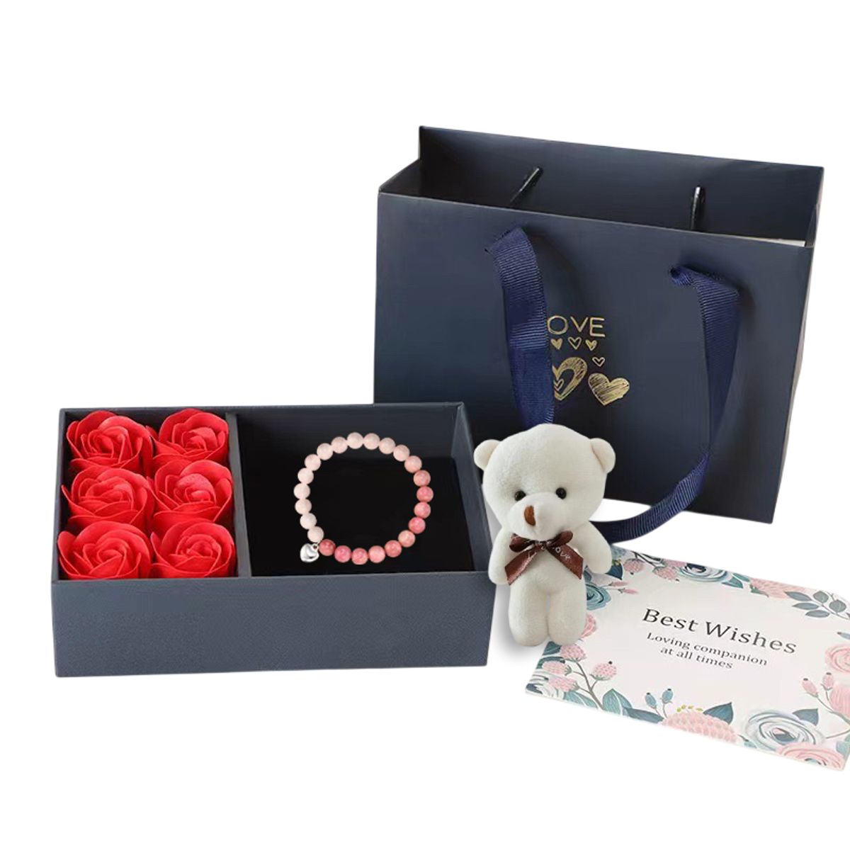 GENERICO - Set De Regalo Rosas Peluche San Valentín Amor Amistad Madre