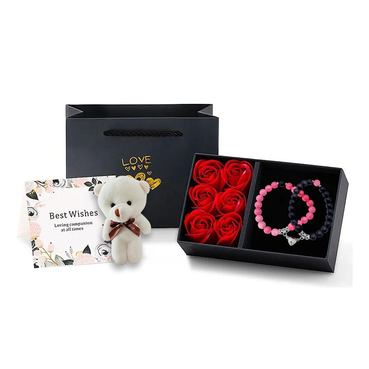 GENERICO - Set De Regalo Rosas Peluche San Valentín Amor Amistad Madre