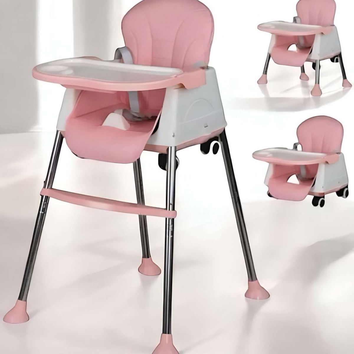 GENERICO - Silla asiento de comer plegable multifuncional 3 en 1 ROSA
