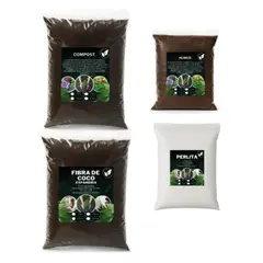 GENERICO - Pack Sustrato Fibra De Coco 5 L + Compost 5 Kg + Perlita 3 L + Humus 3 L