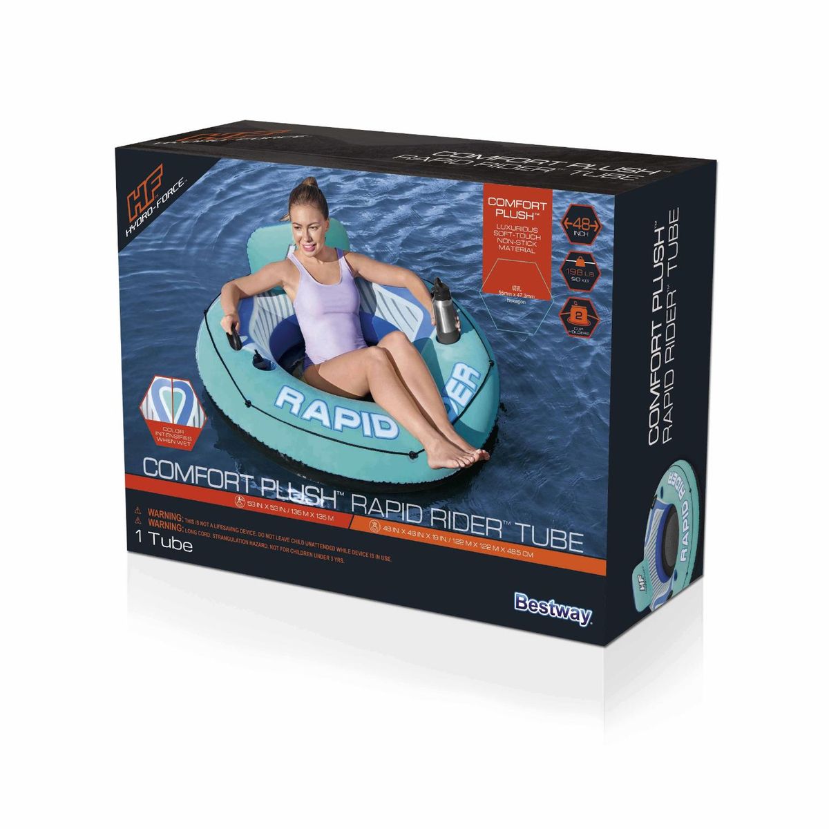 BESTWAY - Flotador Hydro-Force™ Comfort Plush Rapid 1 Persona 1.35M