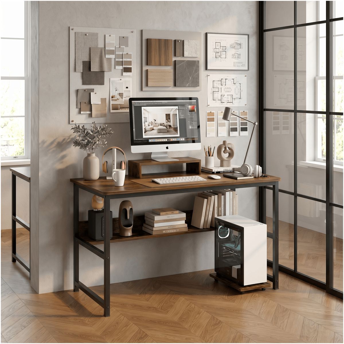 HOMER DESIGN - Escritorio Con Elevador De Monitor Y Organizadores 100x50x72