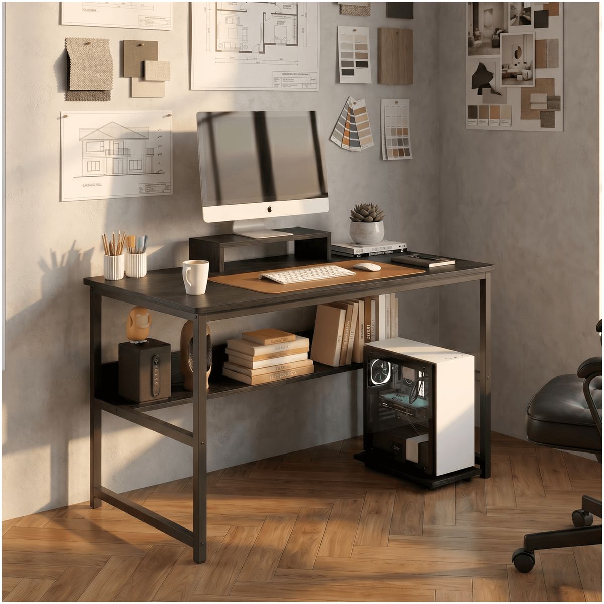 HOMER DESIGN - Escritorio Con Elevador De Monitor Y Organizadores 100x50x72
