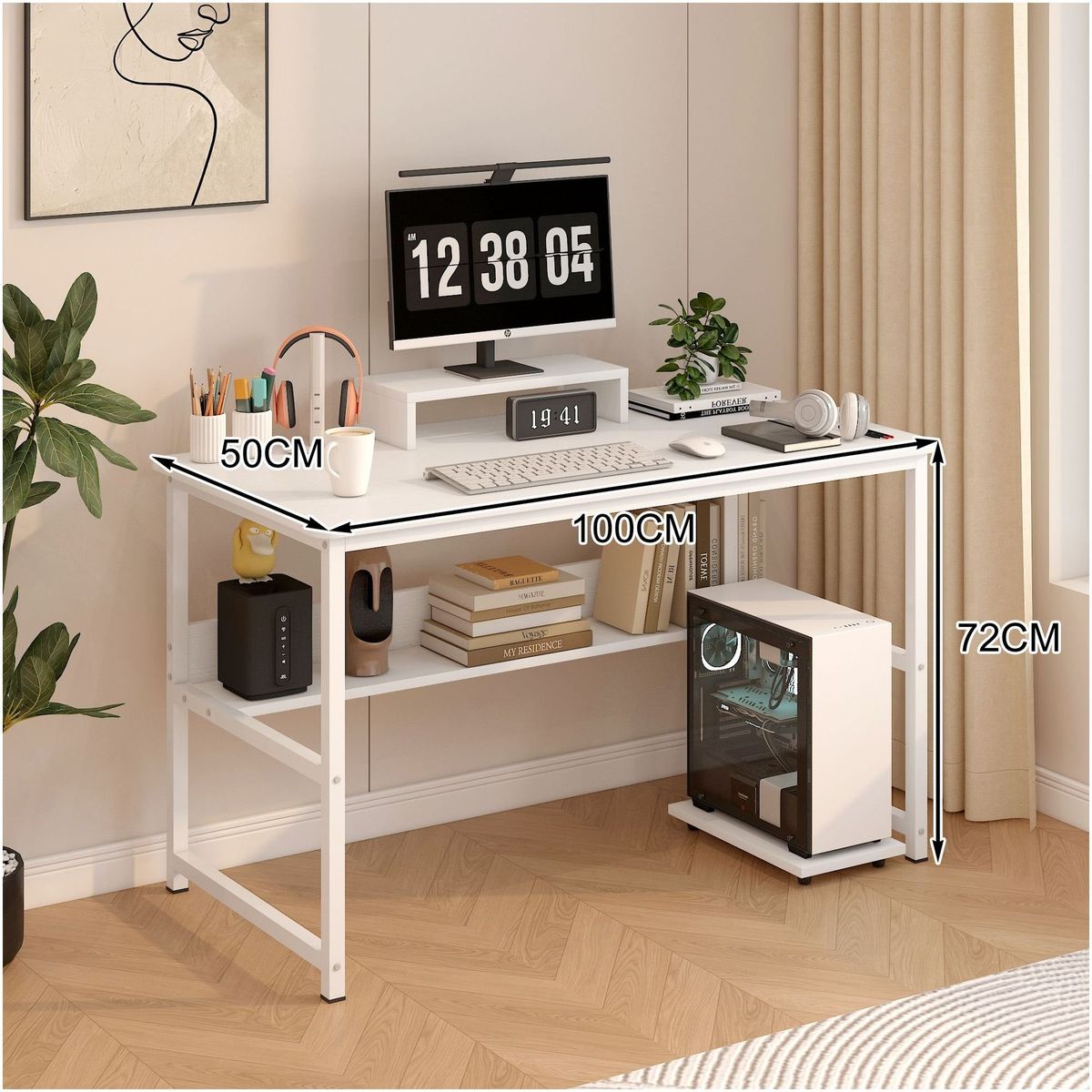 HOMER DESIGN - Escritorio Con Elevador De Monitor Y Organizadores 100x50x72