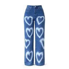 AGW - Jeans wide leg mujer corazon