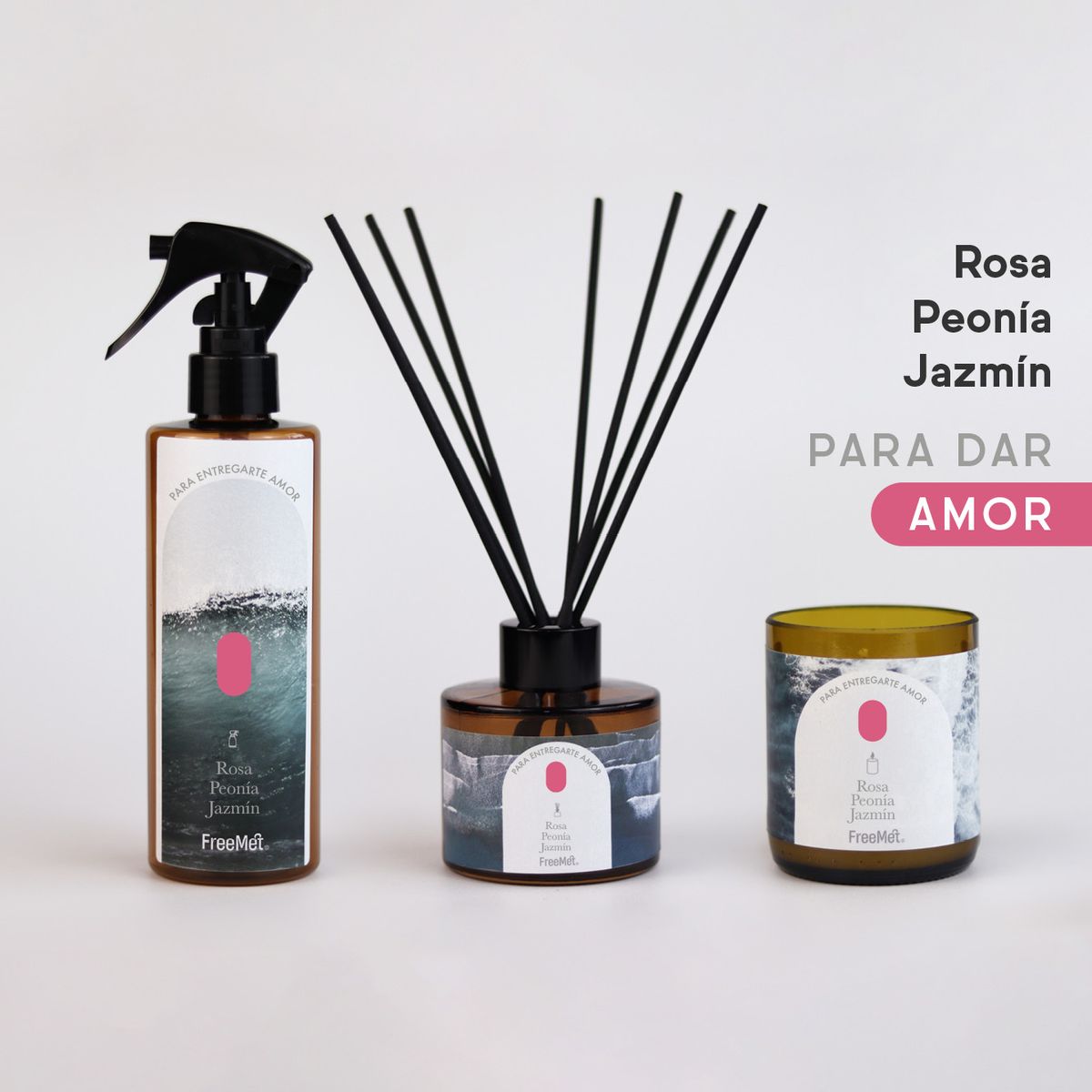 FREEMET - Pack Emociones del Mar Aromatizador + Vela + Difusor