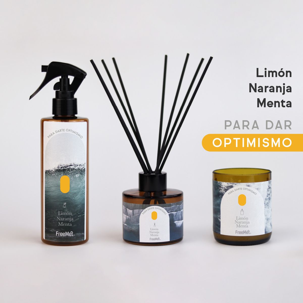 FREEMET - Pack Emociones del Mar Aromatizador + Vela + Difusor