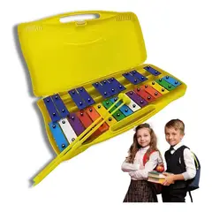GENERICO - Metalofono 25 Notas Cromático Placas Colores Didactico Color Amarillo