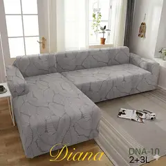 GENERICO - FUNDA ELASTIZADA PARA SILLON TIPO L DISEÑO GRIS PALMA 2 PIEZA 3 + 2 CUERPO