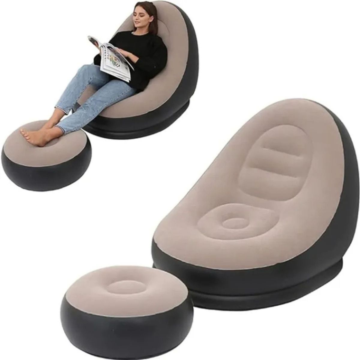MOVI - SOFA SILLON INFLABLE CON POSA PIES Y RESPALDO ERGONOMICO