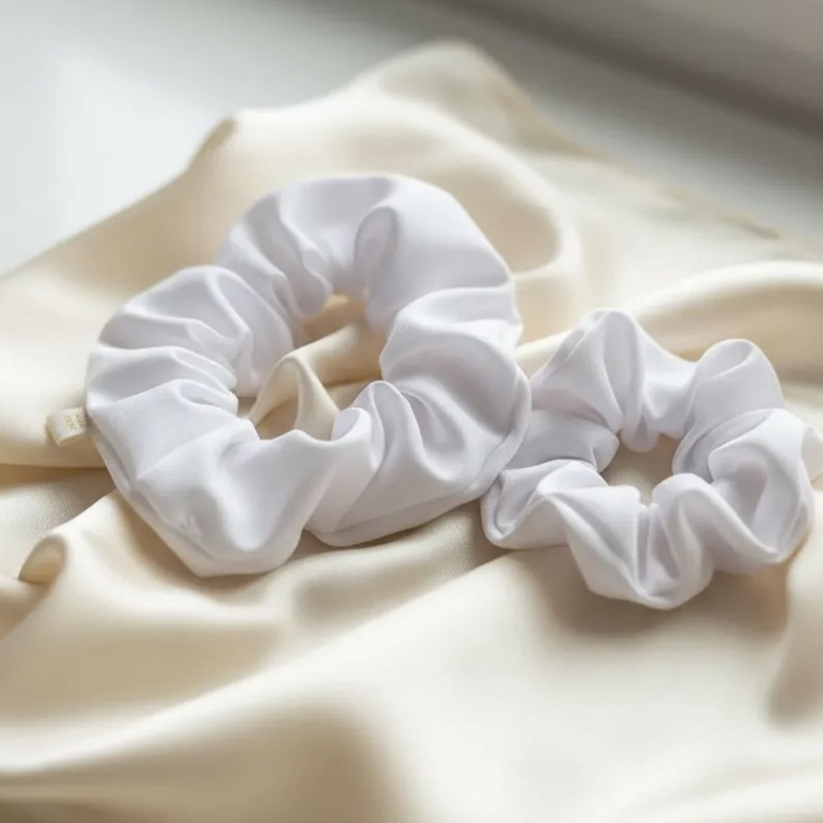 HAOKIDS - Coletas 2 unidades Scrunchies Blancos colets para cabello niña o mujer confección bistrech nacional
