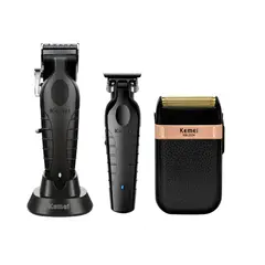 KEMEI - Combo Clipper 2296 + Trimmer 2299 + Shaver 2024 Negro