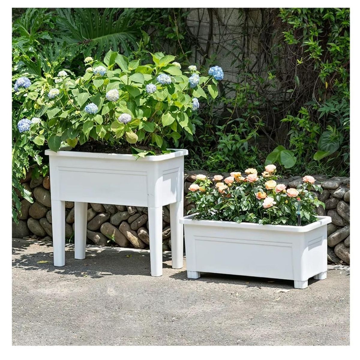 AUCKLAND OUTDOOR - Jardinera Elevada Macetero Para Huerto Con Patas Blanco