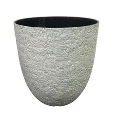 AUCKLAND OUTDOOR - Macetero Decorativo Símil Piedra Gris Jardín Terraza
