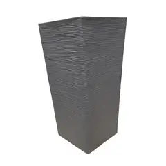 AUCKLAND OUTDOOR - Macetero Rectangular Alto Texturado Gris Jardín Terraza