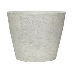 AUCKLAND OUTDOOR - Macetero Redondo Símil Piedra Blanco Exterior E Interior