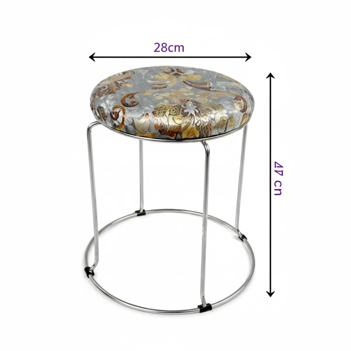 GENERICO - Piso Taburete Circular con Tapiz Artístico y Estructura Cromada