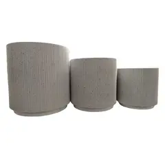 AUCKLAND OUTDOOR - Macetero Cilíndrico Texturizado Blanco Pack 3 Unidades