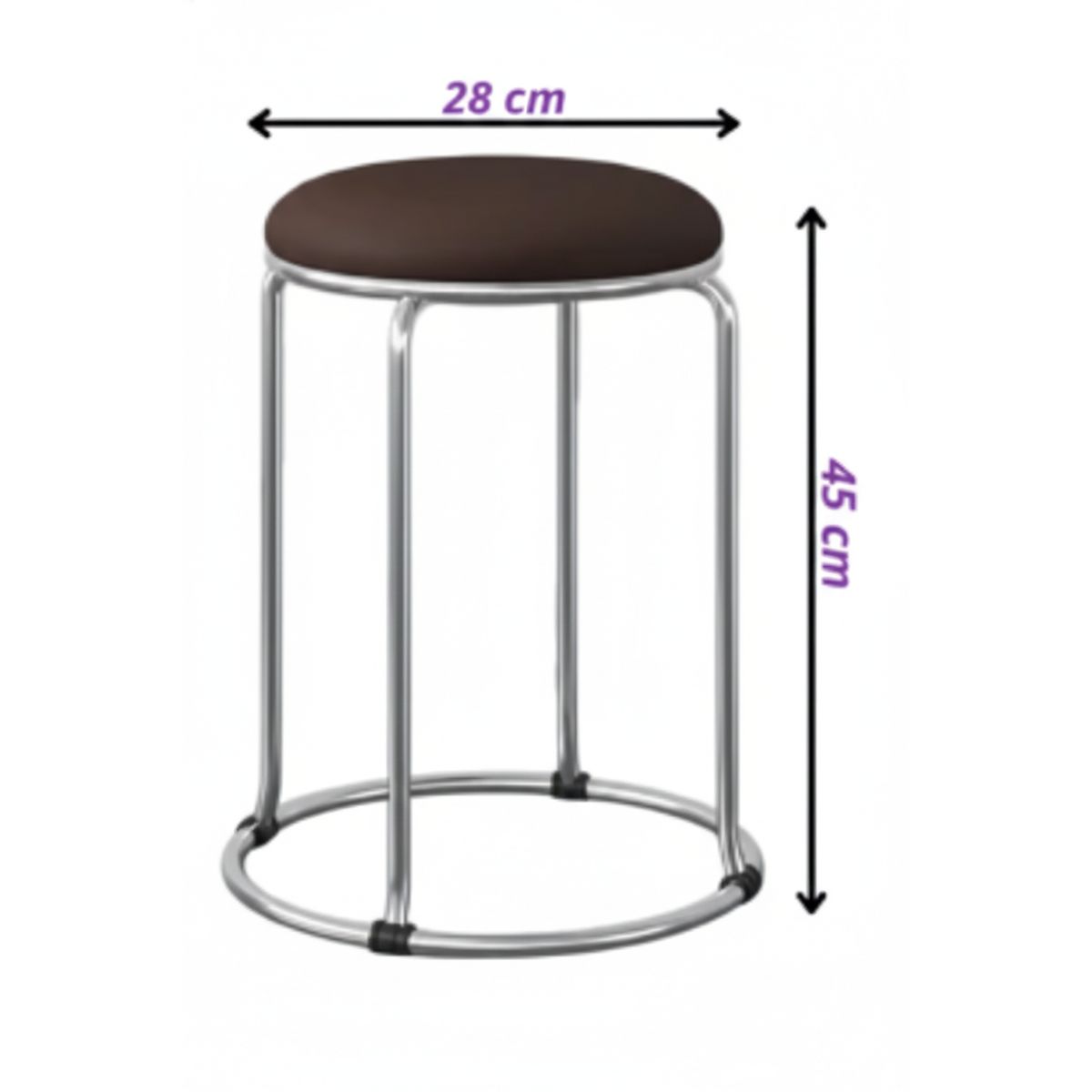 GENERICO - Piso Taburete Circular con Asiento Acolchado y Estructura Cromada