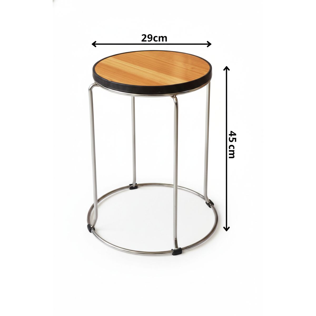GENERICO - Piso Taburete Circular con Asiento de Madera y Estructura Cromada
