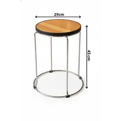 GENERICO - Piso Taburete Circular con Asiento de Madera y Estructura Cromada