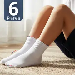 UTILISIMO - Pack 6 Pares Calcetines Tobilleras Cortos Algodón Color Blanco Niña y Niño