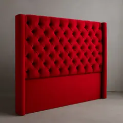 GENERICO - Respaldo de Cama 2 Plazas Capitone Rojo Intenso - Tapizado en Felpa Premium