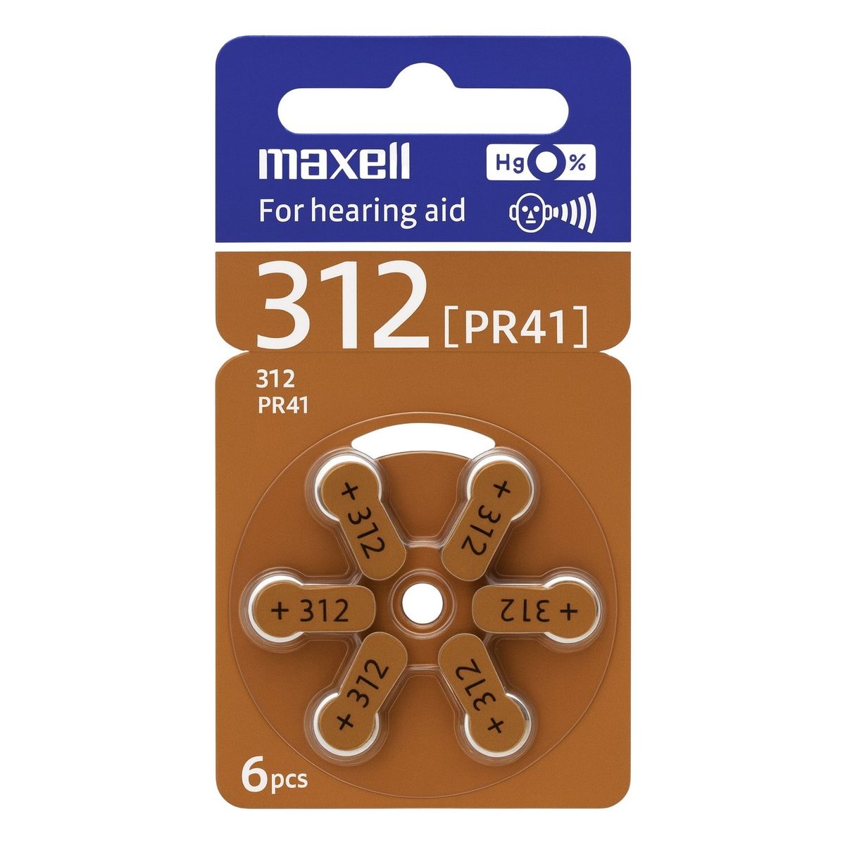 MAXELL - Pack 6 Pilas Para Audífonos Maxell 312 Auditivas