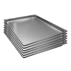 PROCHEF - Bandeja Gastronómica GN 2/1 x 40 mm Acero Inox. Pack 6 Unidades