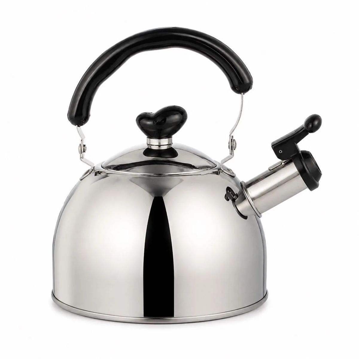 HOMESTAR - Tetera silbadora de acero inoxidable cromado 4 L con manilla negra