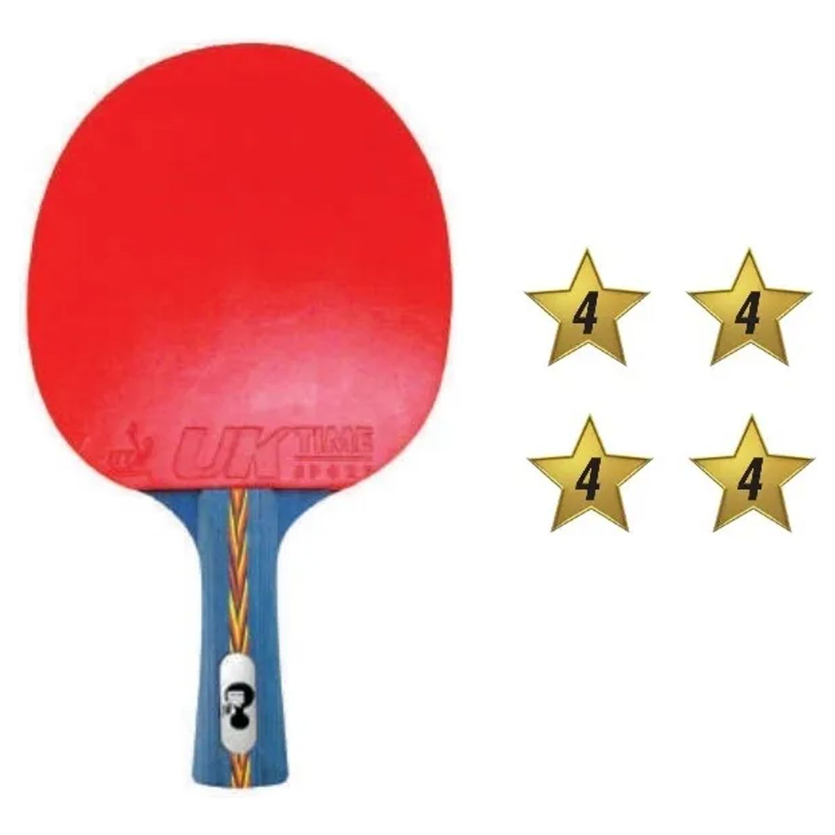UK TIME - Paleta Ping Pong Master 4 Estrellas UK Time Negro Rojo Clásica