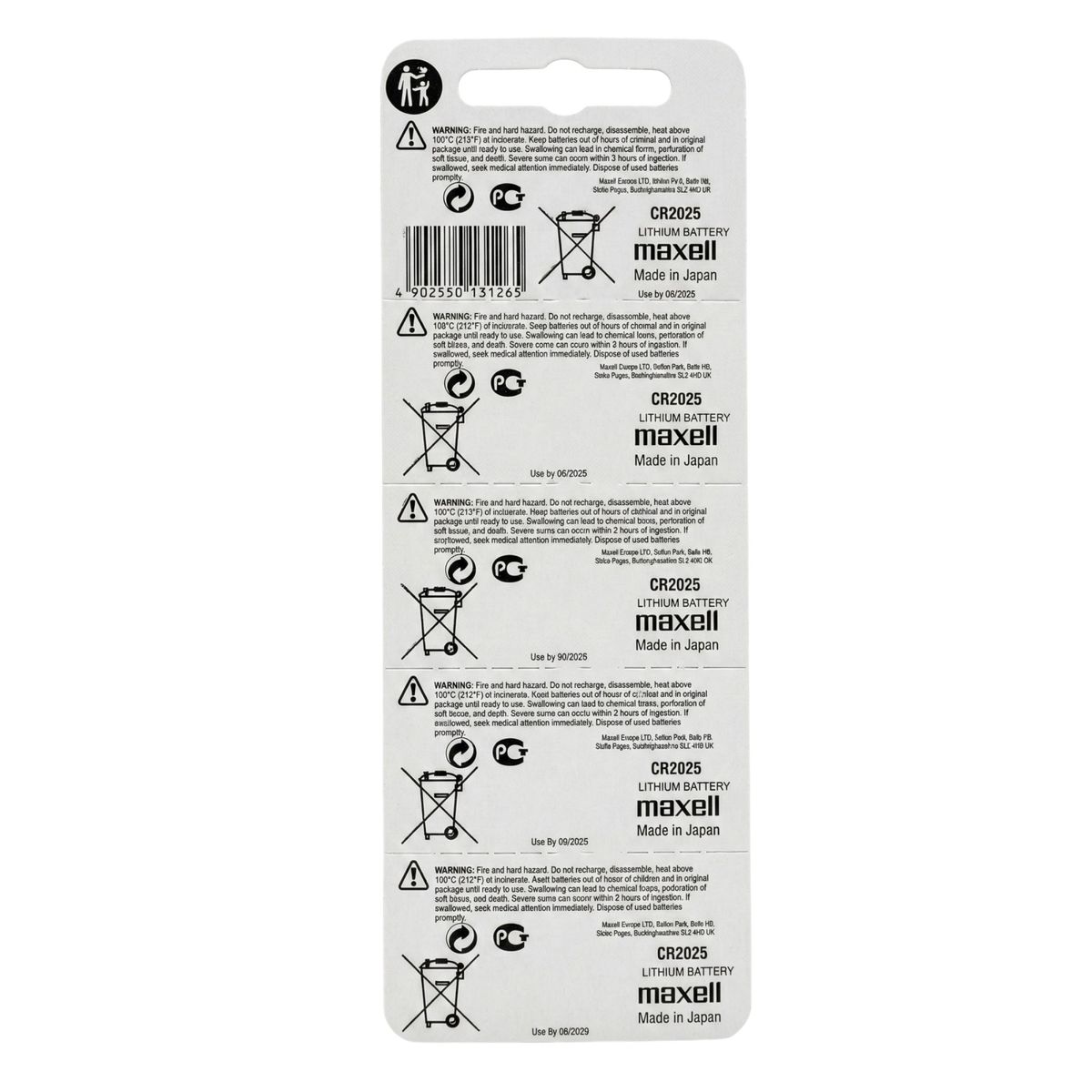 MAXELL - Pack 5 Pilas CR 2025 3v Maxell Tipo Botón Holograma