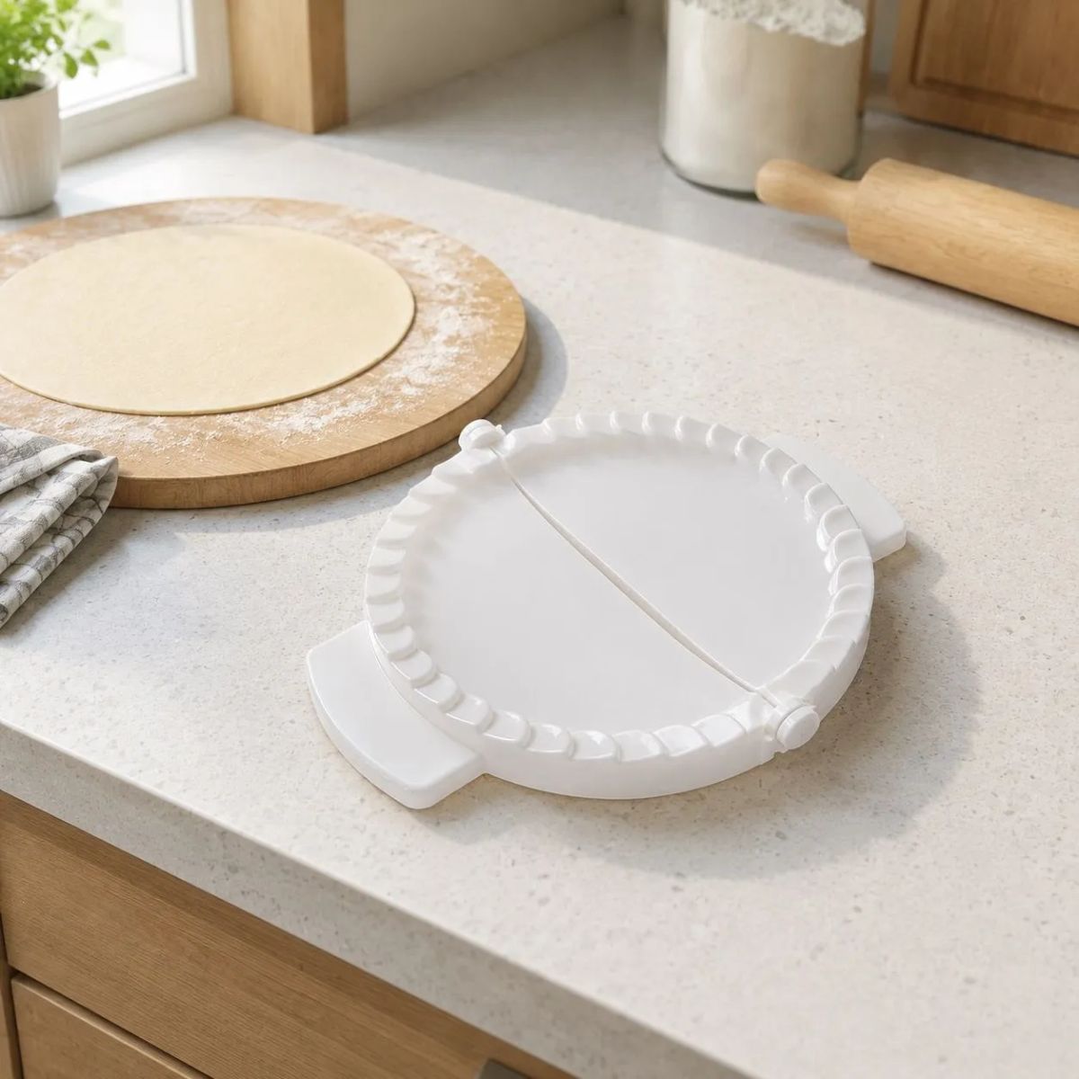 HOMESTAR - Molde para empanadas plástico blanco 21 cm