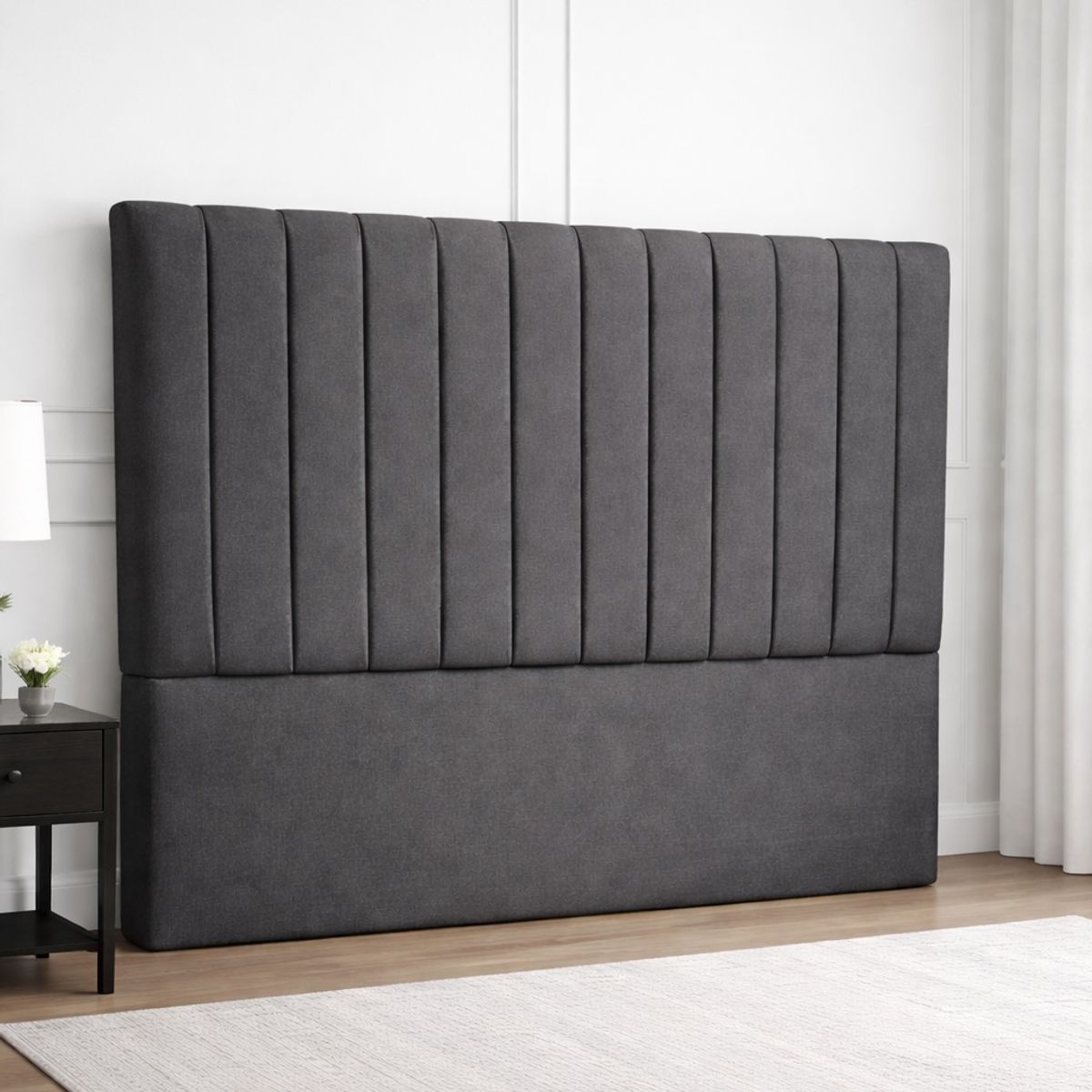 GENERICO - Respaldo de Cama 2 Plazas Lineal Tapizado en Lino Premium Color Gris