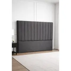 GENERICO - Respaldo de Cama 2 Plazas Lineal Tapizado en Lino Premium Color Gris