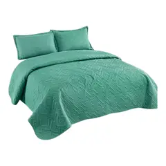 GENERICO - Cubrecama Quilt De Verano 1.5 Plazas Color Turquesa