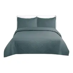 GENERICO - Cubrecama Quilt De Verano 1.5 Plazas Color Gris Oscuro