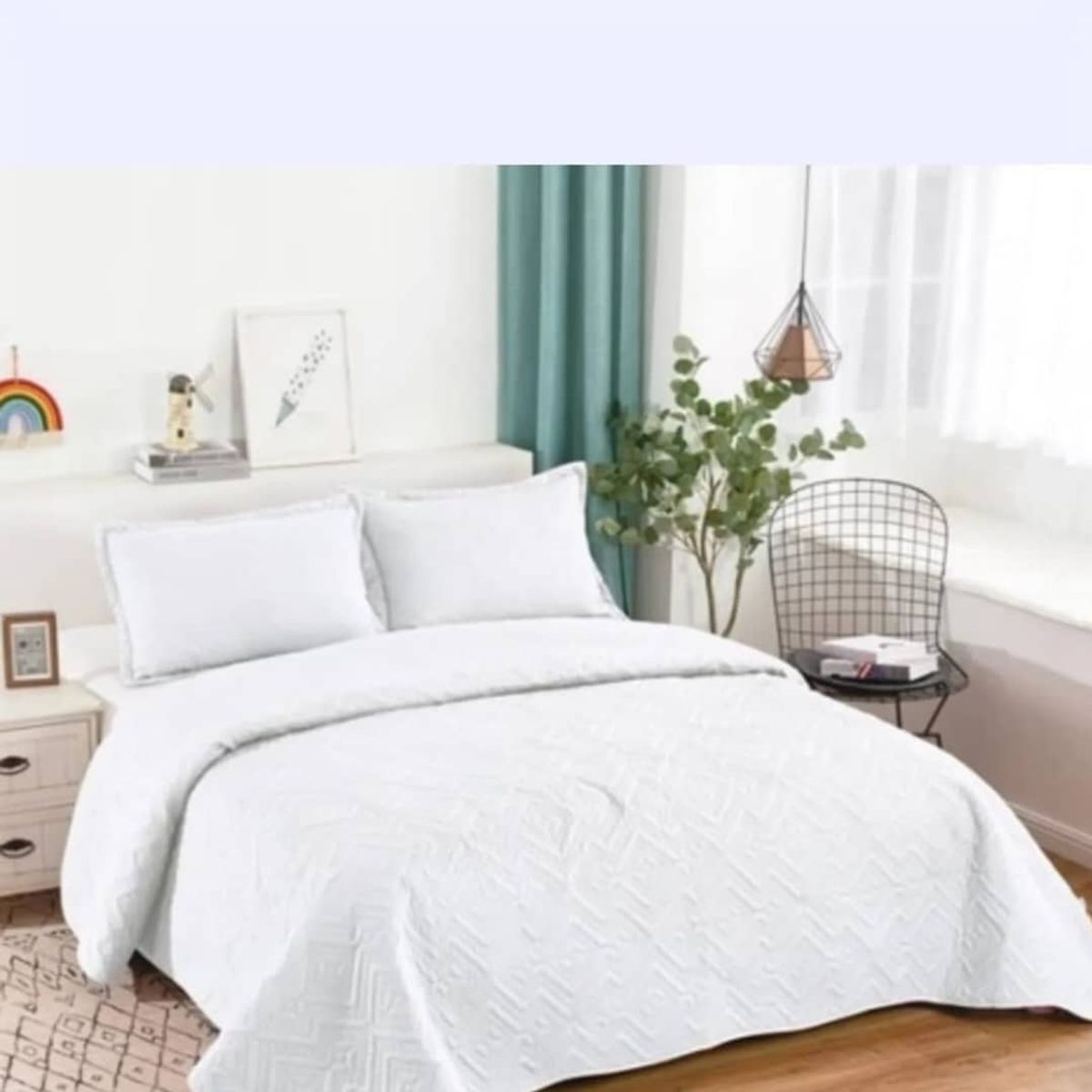 GENERICO - Cubrecama Quilt De Verano 1.5 Plazas Color Blanco