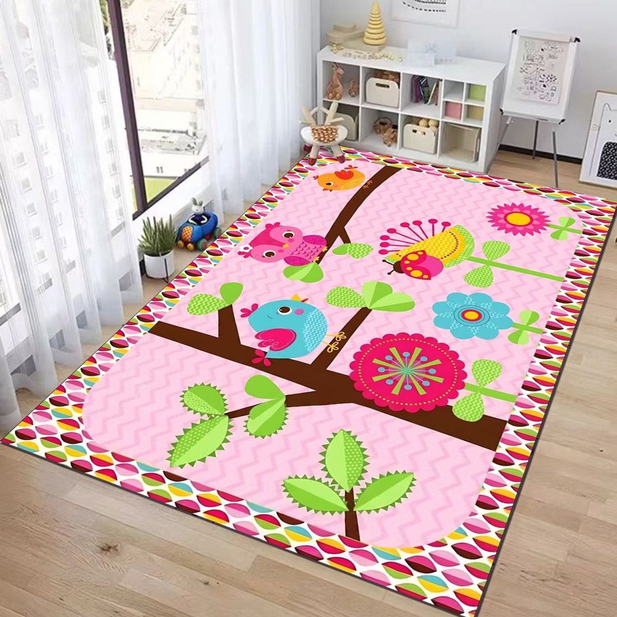 GENERICO - ALFOMBRA DE NIÑA CON DISEÑO PAJARITOS 120X160 INFANTIL WYM