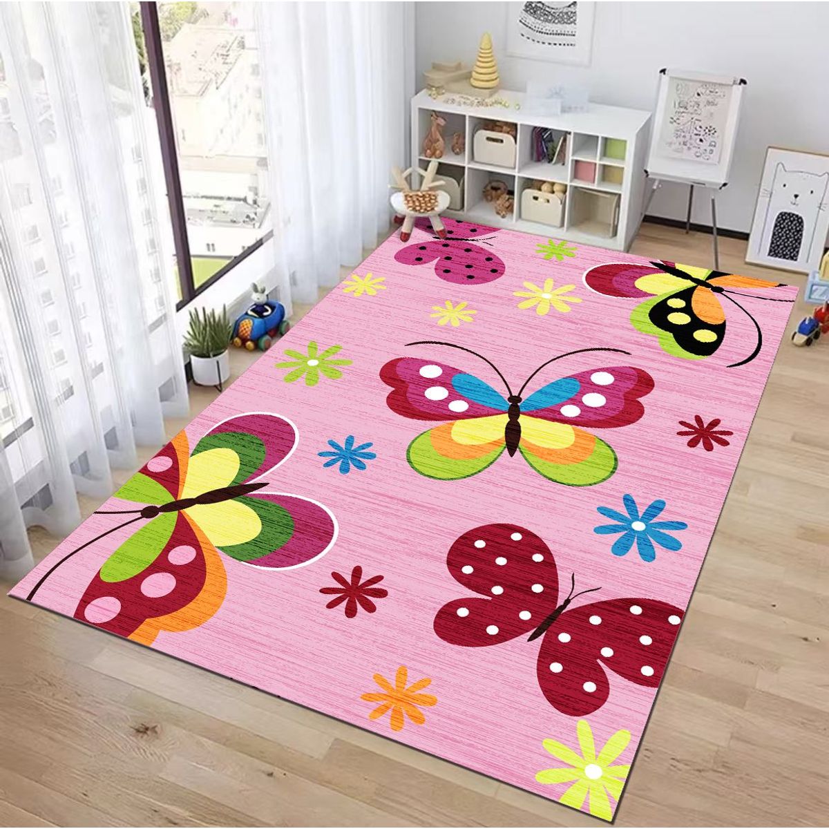 GENERICO - ALFOMBRA DE NIÑA CON DISEÑO MARIPOSAS 120X160 INFANTIL WYM