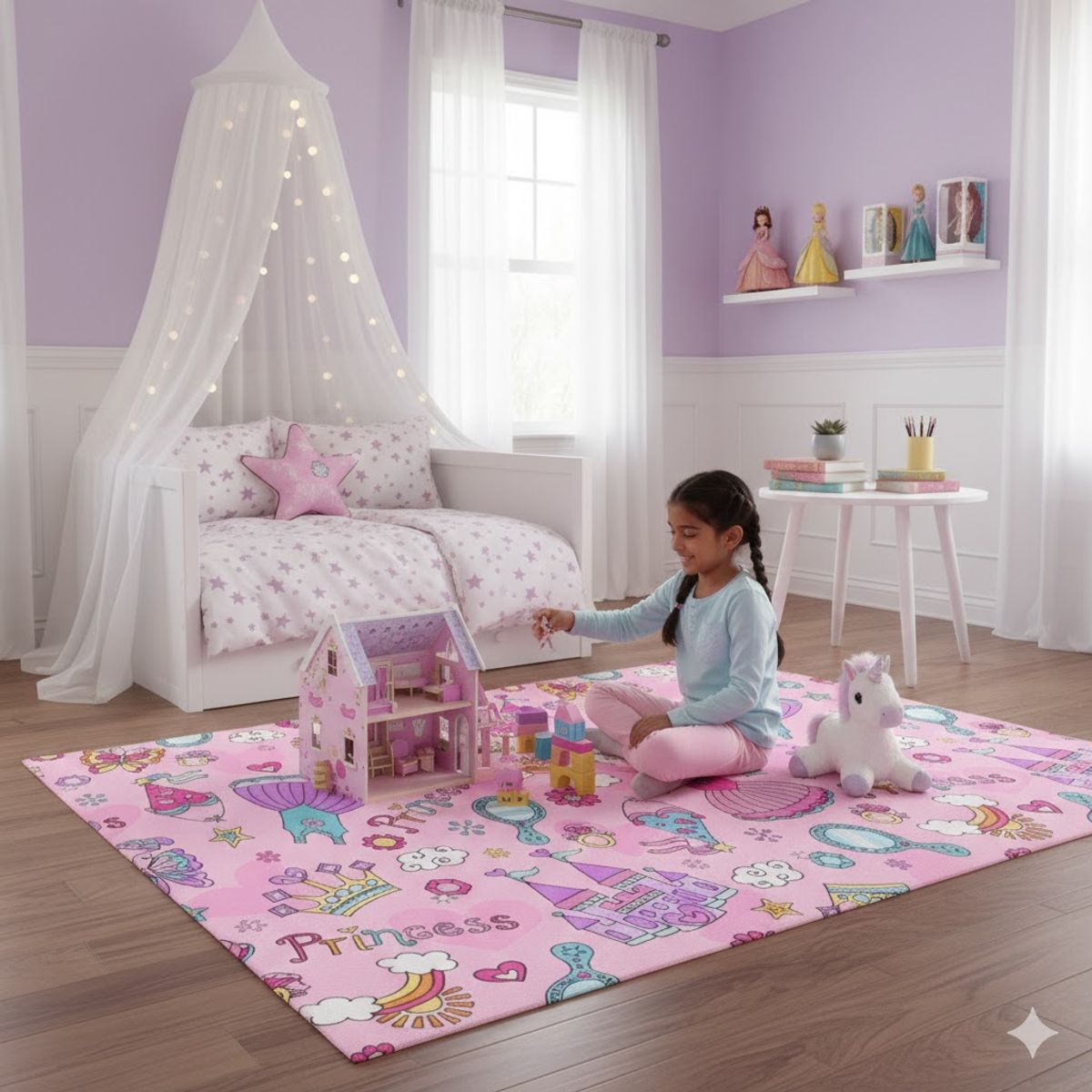 GENERICO - ALFOMBRA DE NIÑA CON DISEÑO PRINCESA 120X160 INFANTIL WYM