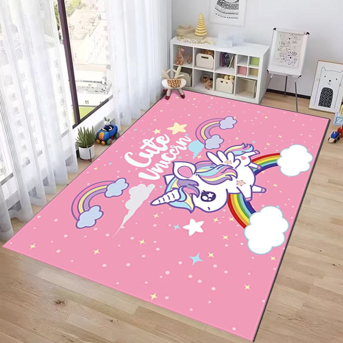 GENERICO - ALFOMBRA DE NIÑA CON DISEÑO CUTE UNICORNIO 120X160 INFANTIL WYM